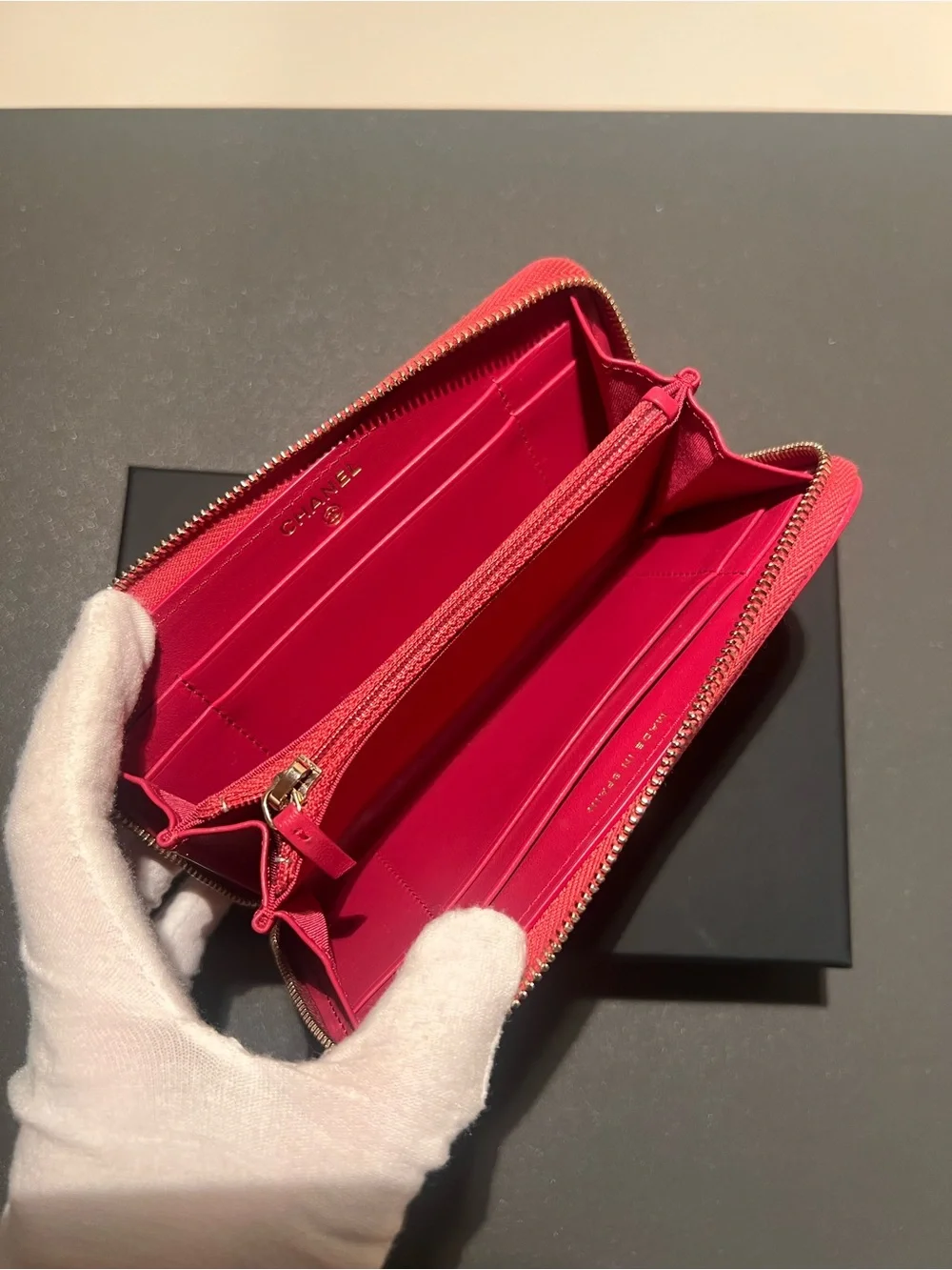 Chanel Quilted Chanel 19 Zip Around Wallet Pink in Lambskin with Gold hardware